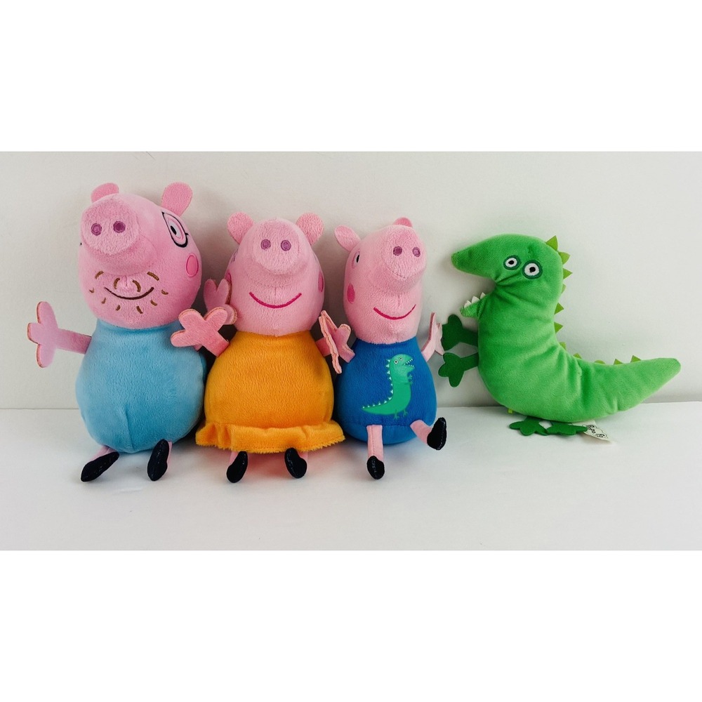 Peppa Pig Plush Family Lot Daddy Mummy George & Mr. Dinosaur 4Pcs